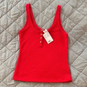 H&M Scarlet Ribbed Tank Top